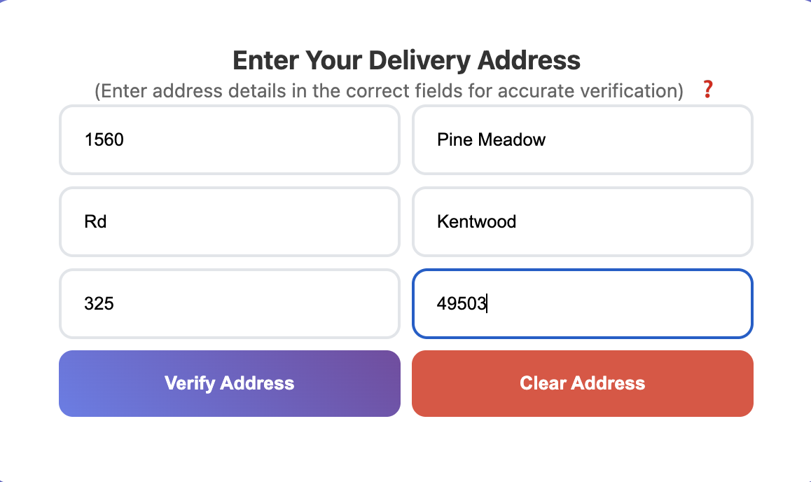 Address entry example